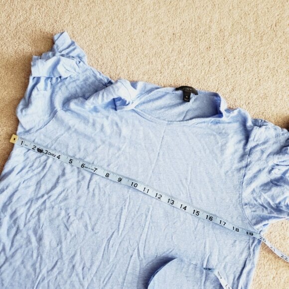 J Crew Linen Blue Flutter sleeve Fairy Coastal Boho Preppy Top Tee XL - Picture 4 of 7